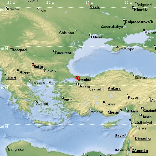 map showing earthquake location
