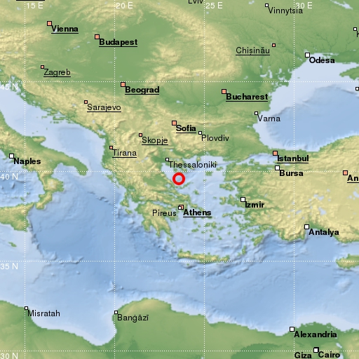 map showing earthquake location