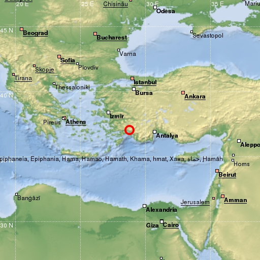 map showing earthquake location