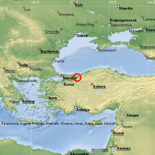 map showing earthquake location