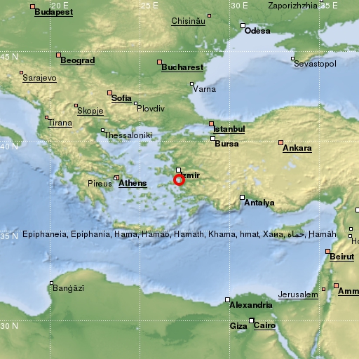 map showing earthquake location