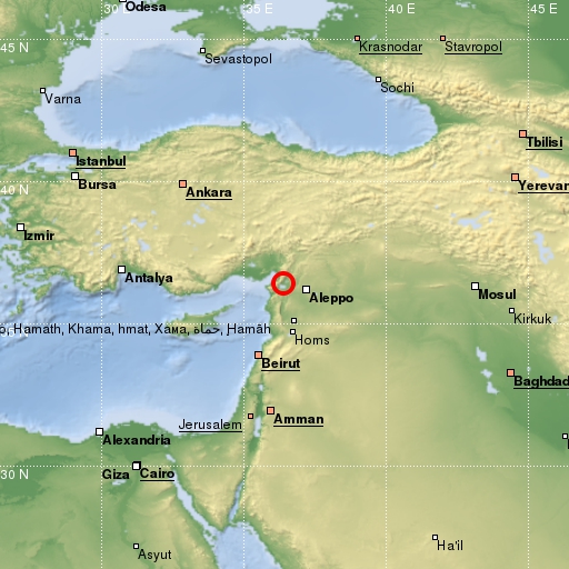 map showing earthquake location