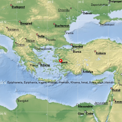 map showing earthquake location
