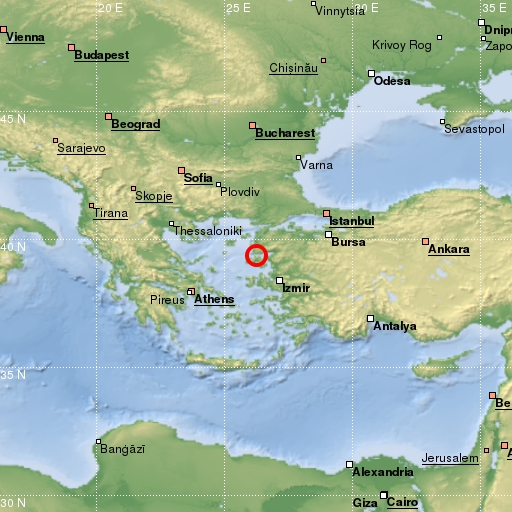 map showing earthquake location