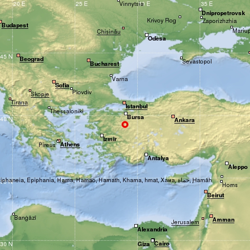 map showing earthquake location