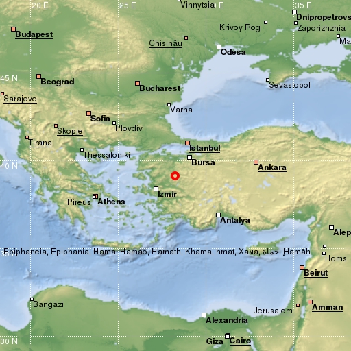 map showing earthquake location