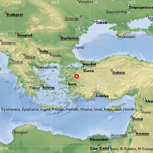 map showing earthquake location