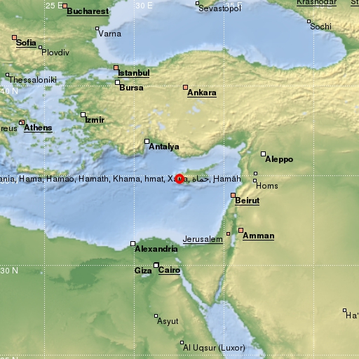 map showing earthquake location