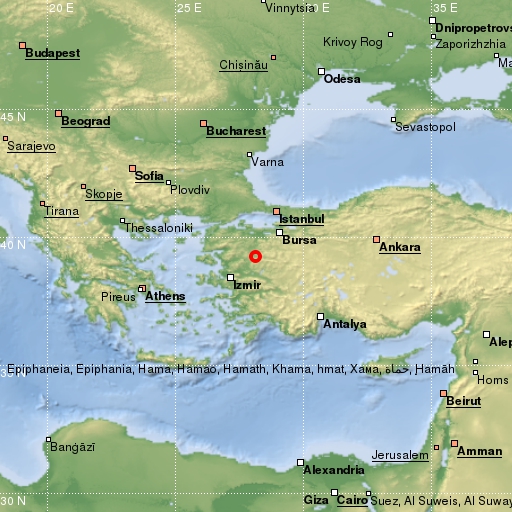 map showing earthquake location