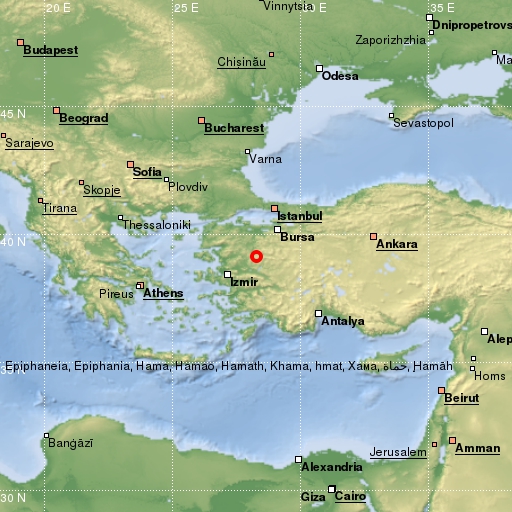 map showing earthquake location