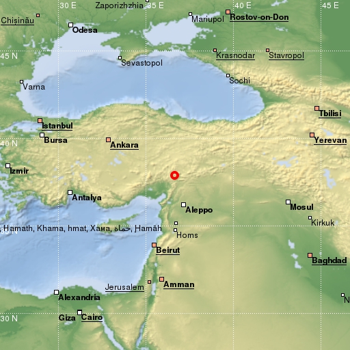 map showing earthquake location