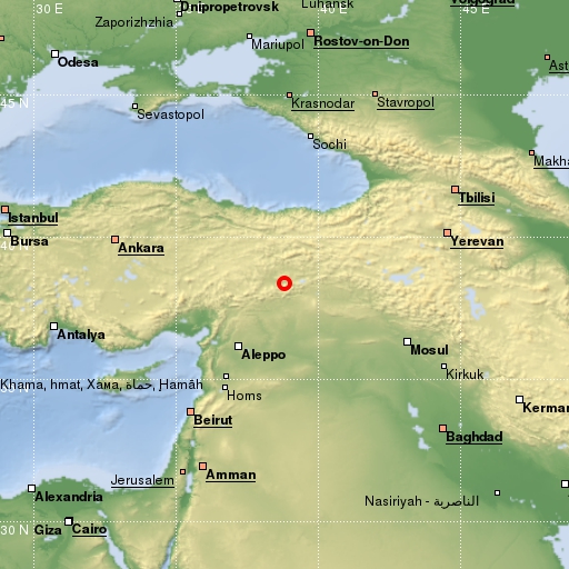 map showing earthquake location