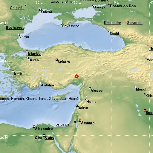 map showing earthquake location