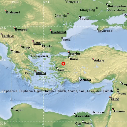 map showing earthquake location