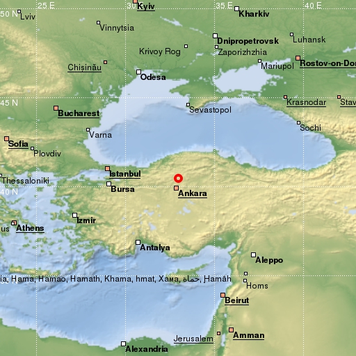 map showing earthquake location