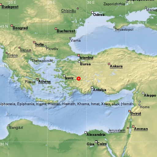 map showing earthquake location