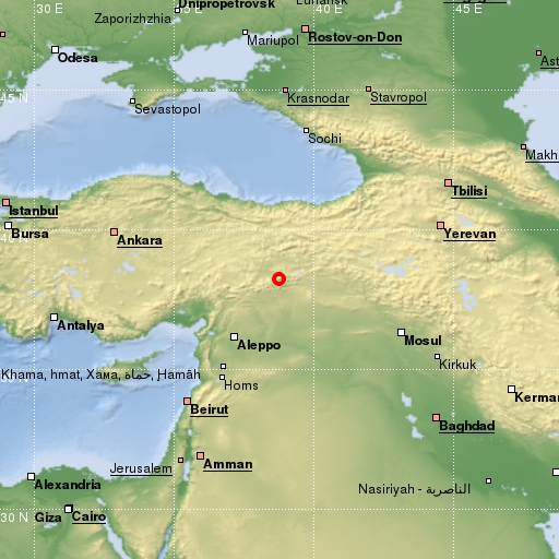 map showing earthquake location
