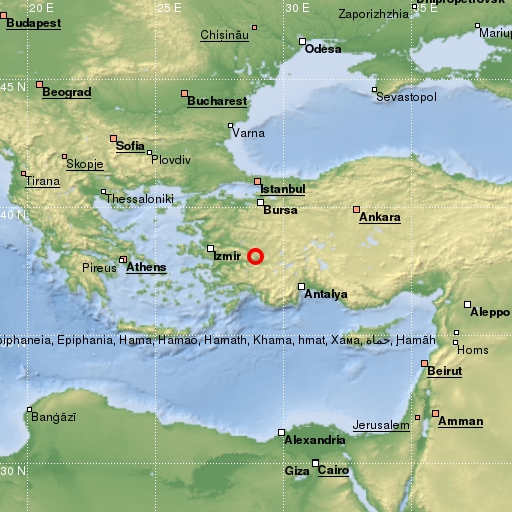 map showing earthquake location