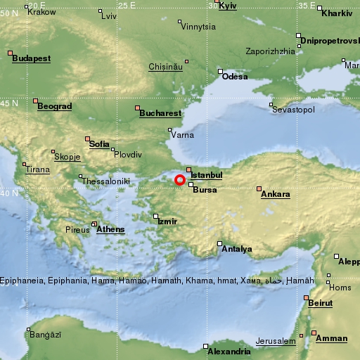 map showing earthquake location